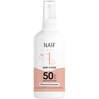 Naif Mineral Sunscreen SPF 50 - Vaikiškas apsaugos nuo saulės purškalas, 100 ml
