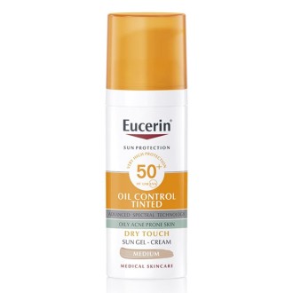 Eucerin Sun Oil Control Tinted Sun Gel-Cream SPF 50+ - tonuotas kremas nuo saulės, 50 ml - Medium