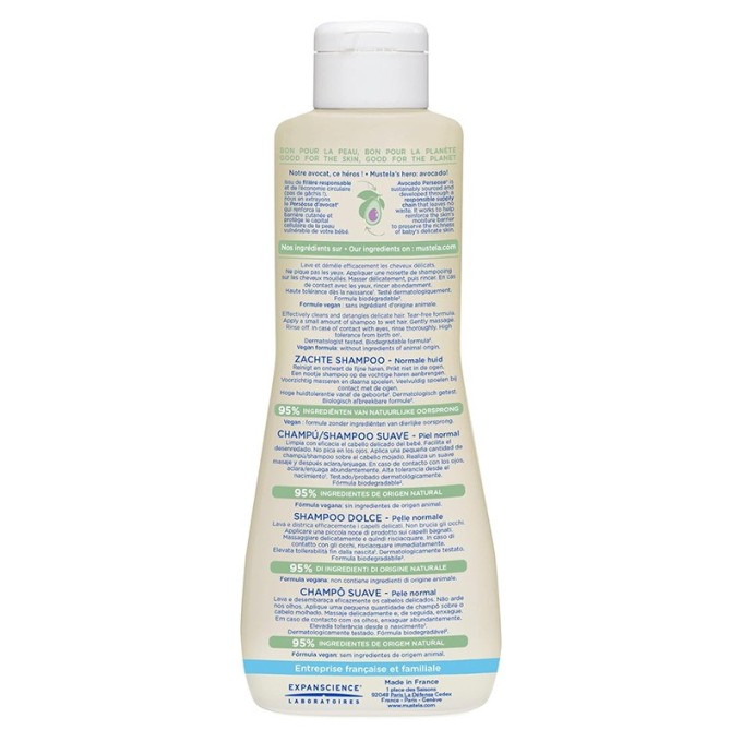 Mustela Gentle Shampoo - švelnus šampūnas su natūraliu avokadu, 500 ml