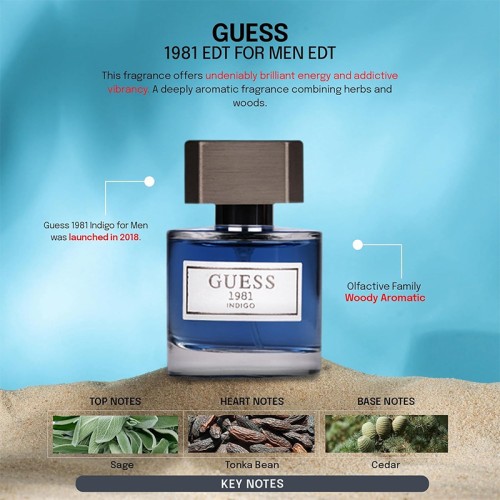 Guess Guess 1981 Indigo For Men EDT kvepalai vyrams, 30 ml