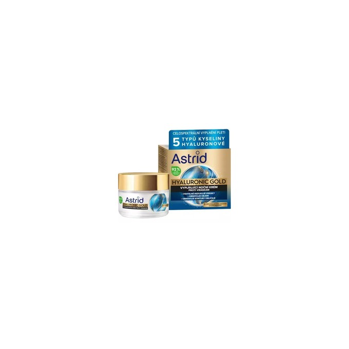 Astrid Hyaluronic Gold Cream - Papildantis naktinis kremas nuo raukšlių su baltymais, 50 ml