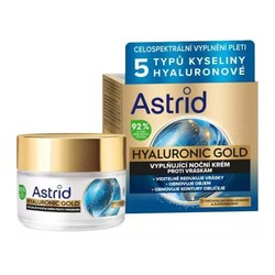 Astrid Hyaluronic Gold Cream - Papildantis naktinis kremas nuo raukšlių su baltymais, 50 ml