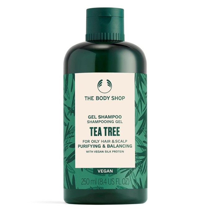 The Body Shop Tea Tree Gel Shampoo - valomasis ir balansuojantis šampūnas riebiems plaukams, 250 ml