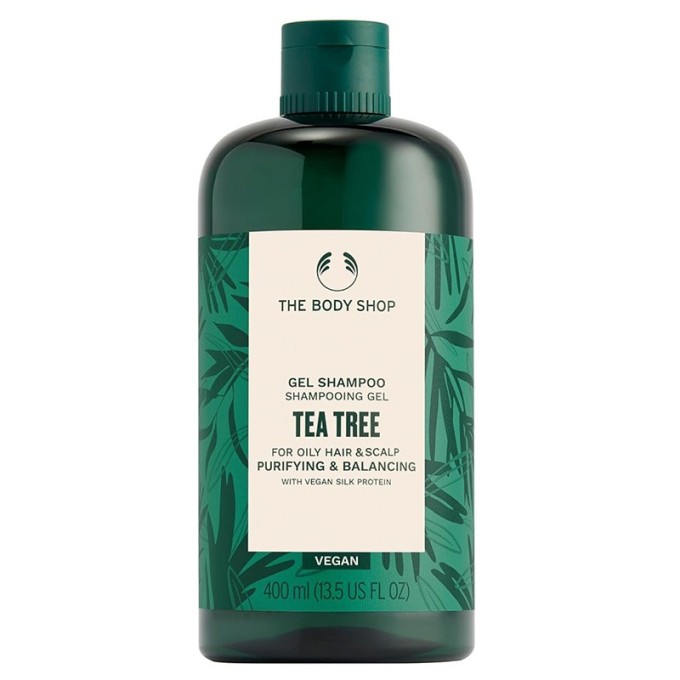 The Body Shop Tea Tree Gel Shampoo - valomasis ir balansuojantis šampūnas riebiems plaukams, 400 ml