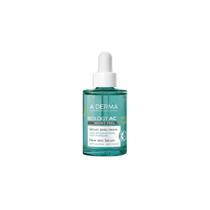 A-Derma Biology AC Night-Peel New Skin Serum - naktinis veido serumas-pilingas, 30 ml