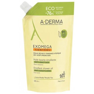 A-Derma Exomega Control Emollient Shower Oil - minkštinamojo dušo aliejaus užpildas sausai odai