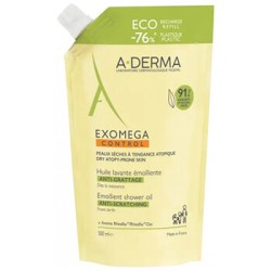A-Derma Exomega Control Emollient Shower Oil - minkštinamojo dušo aliejaus užpildas sausai odai