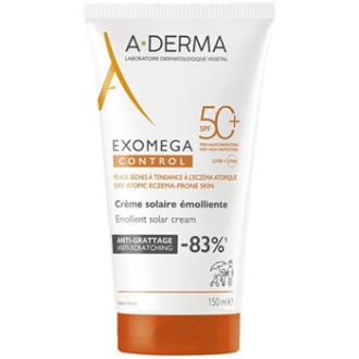 A-Derma Exomega Control Emollient Solar Cream SPF 50+ - minkštinantis apsauginis kremas, 150 ml