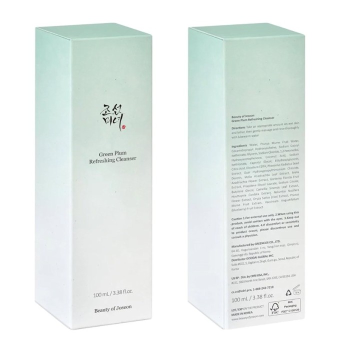 Beauty of Joseon Green Plum Refreshing Cleanser - gaivinamasis veido prausiklis, 100 ml