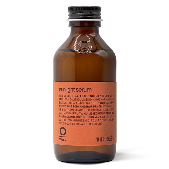 OWAY Sunlight Serum - drėkinamasis ir maitinamasis sausas aliejus kūnui ir plaukams, 100 ml
