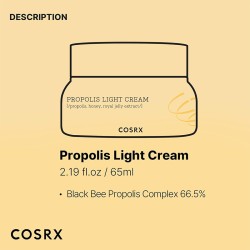 COSRX Propolis Light Cream - drėkinamasis odos kremas su propoliu, 65 ml