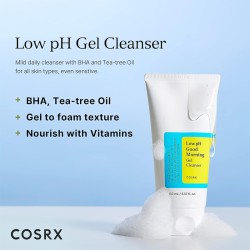 COSRX Low PH Good Morning Gel Cleanser - gelinis veido prausiklis, 150 ml