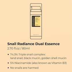 COSRX Advanced Snail Radiance Dual Essence - odos emulsija su sraigių sekretu, 80 ml