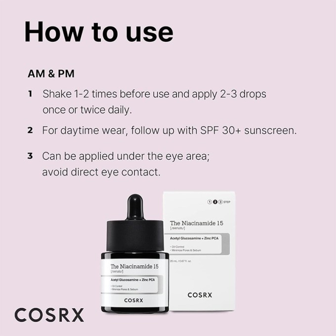 COSRX The Niacinamide 15 Serum - veido serumas su niacinamidu, 20 ml