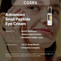 COSRX Advanced Snail Peptide Eye Cream - drėkinamasis ir maitinamasis paakių kremas su peptidais