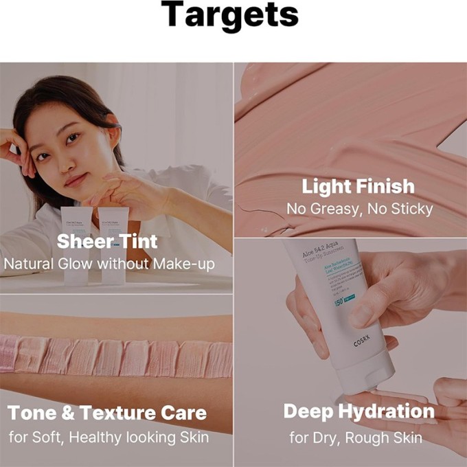 COSRX Aloe 54.2 Aqua SPF 50+ Tone-Up Sunscreen - Opalovací krém 50 ml