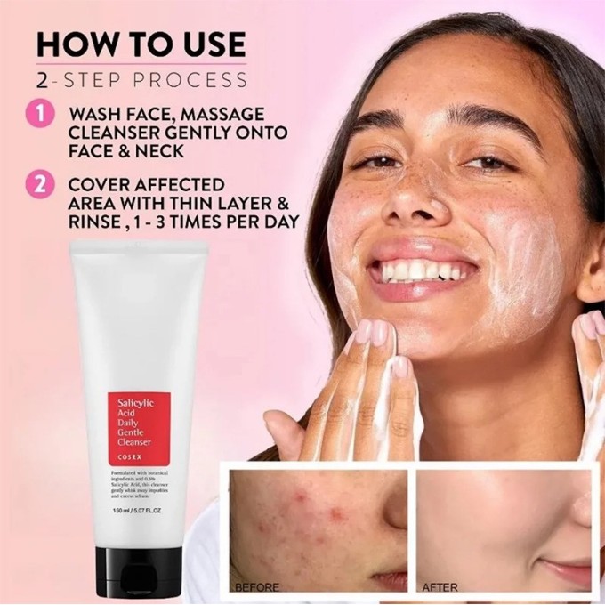 COSRX Salicylic Acid Daily Gentle Cleanser - švelnus valiklis su salicilio rūgštimi, 150 ml