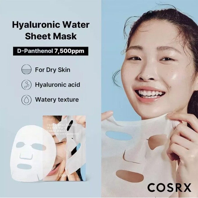 COSRX Hydrium Triple Hyaluronic Water Sheet Mask - triguba hialurono rūgšties lakštinė kaukė, 20 ml
