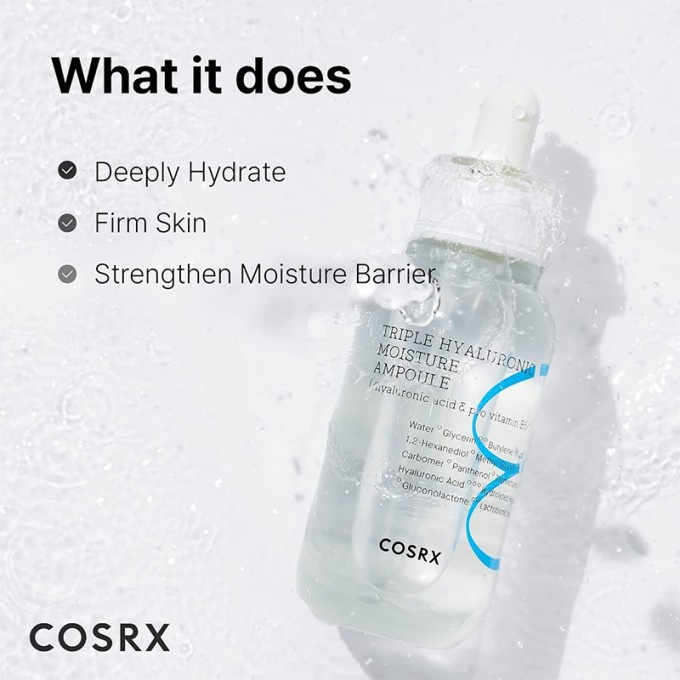 COSRX Hydrium Triple Hyaluronic Moisture Ampoule - giliai drėkinantis odos serumas, 40 ml