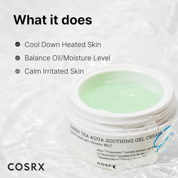 COSRX Hydrium Green Tea Aqua Soothing Gel Cream - raminamasis gelinis kremas, 50 ml