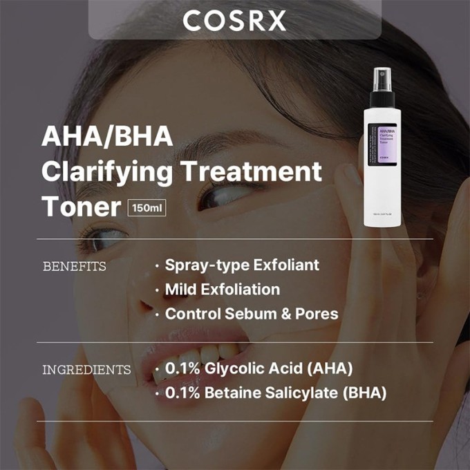 COSRX AHA/BHA Clarifying Treatment Toner - rūgštimis šveičiamasis tonikas, 150 ml