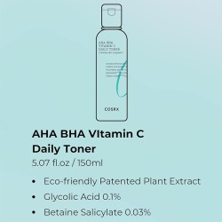 COSRX AHA BHA Vitamin C Daily Toner - kasdienis tonikas su AHA ir BHA rūgštimis bei vitaminu C, 150