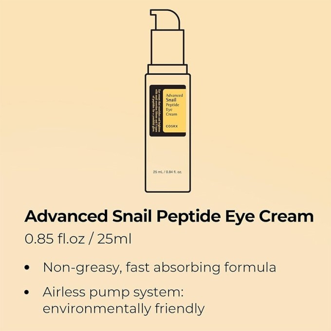 COSRX Advanced Snail Peptide Eye Cream - drėkinamasis ir maitinamasis paakių kremas su peptidais