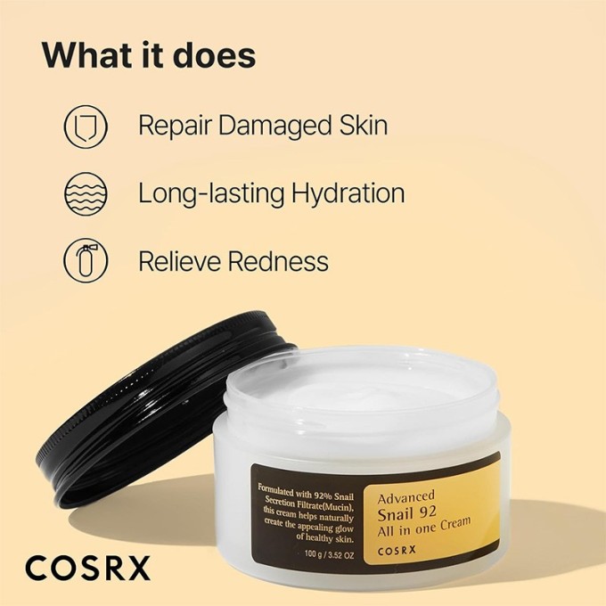 COSRX Advanced Snail 92 All in One Cream - lengvas drėkinamasis kremas, 100 g
