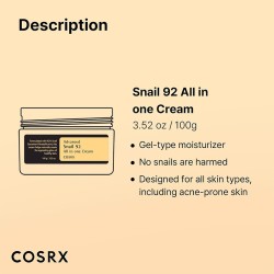 COSRX Advanced Snail 92 All in One Cream - lengvas drėkinamasis kremas, 100 g