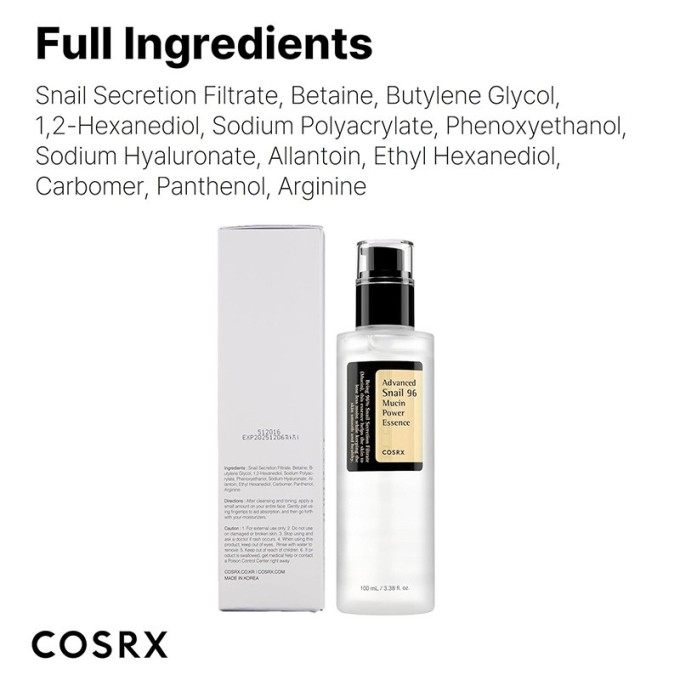 COSRX Advanced Snail 96 Mucin Power Essence - drėkinamasis veido serumas, 100 ml