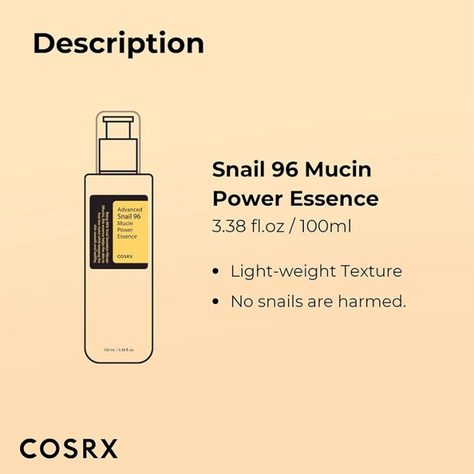 COSRX Advanced Snail 96 Mucin Power Essence - drėkinamasis veido serumas, 100 ml