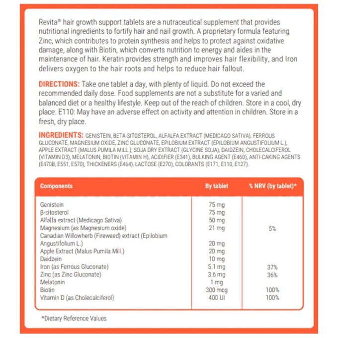 DS Laboratories Revita Tablets For Hair Growth Support - plaukų augimą skatinantis papildas, 30 vnt.