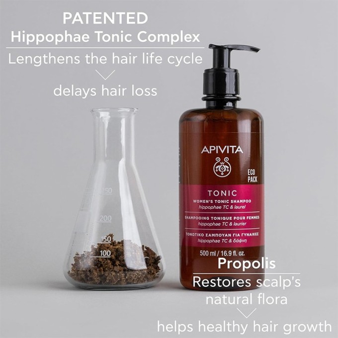 Apivita Women's Tonic Shampoo - šampūnas nuo plaukų slinkimo moterims, 500 ml