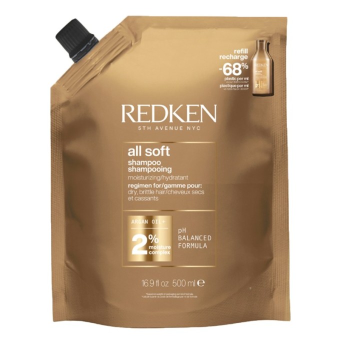 Redken All Soft Shampoo Refill - šampūno sausiems plaukams papildymas, 500 ml