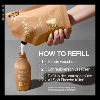 Redken All Soft Shampoo Refill - šampūno sausiems plaukams papildymas, 500 ml 2