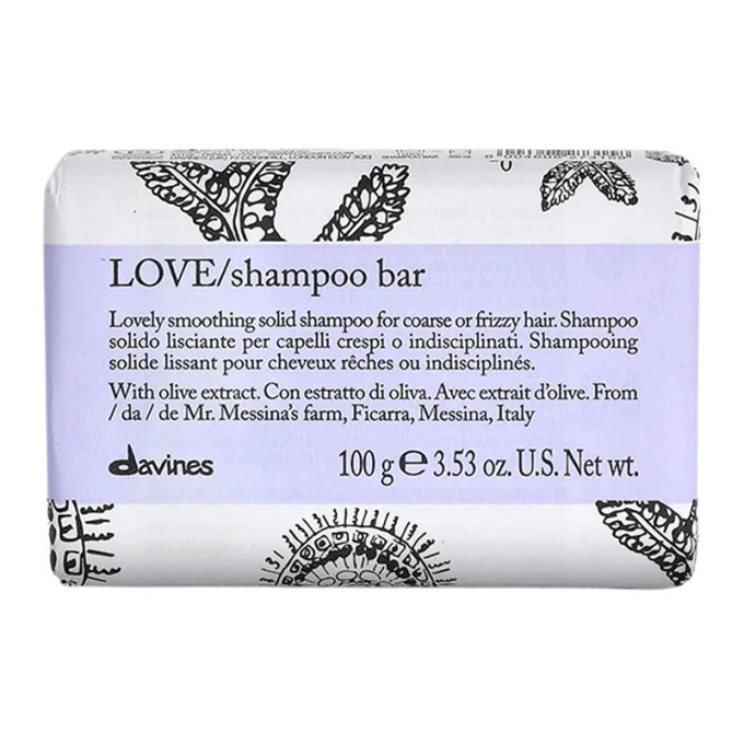 Davines LOVE Smoothing Shampoo Bar - kietasis šampūnas nepaklusniems, pažeistiems plaukams, 100 g