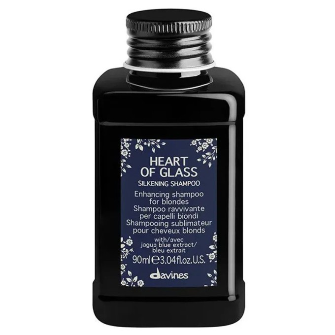 Davines Heart Of Glass Silkening Shampoo - šampūnas šviesiems plaukams, 90 ml