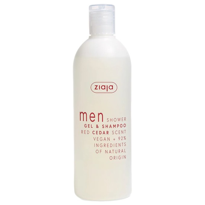 Ziaja Red Cedar Men Gel & Shampoo - dušo želė ir šampūnas su raudonuoju kedru, 400 ml