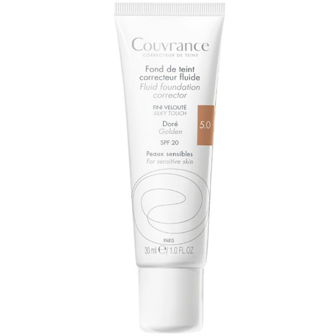 Avene Couvrance SPF 20 Fluid Foundation Corrector - maskuojantis makiažo pagrindas, 30 ml - 5.0 Doré