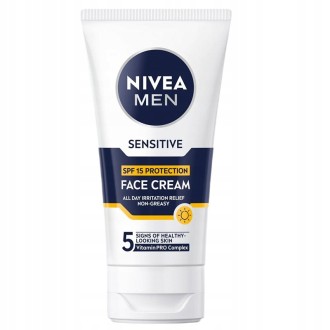 Nivea Men Sensitive Face Cream SPF 15 - veido kremas jautriai odai vyrams, 75 ml
