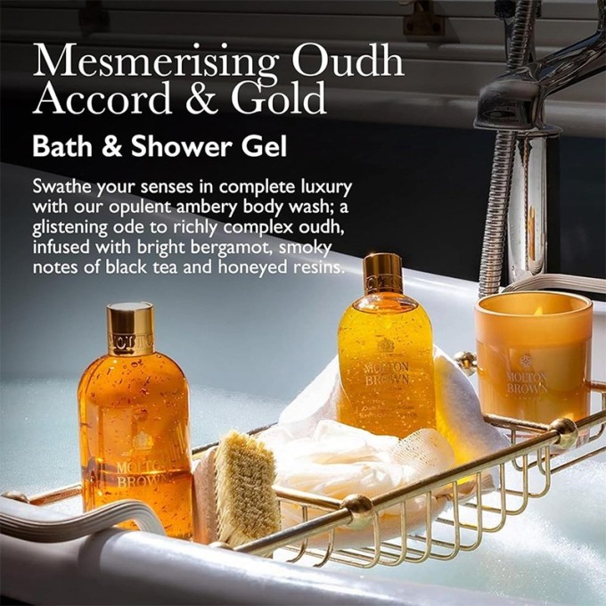 Molton Brown Oudh Accord & Gold Bath & Shower Gel - vonios ir dušo želė, 300 ml
