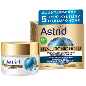 Astrid Hyaluronic Gold Cream SPF 10 - Vyplňující denní krém proti vráskám se zlatými proteiny 50 ml