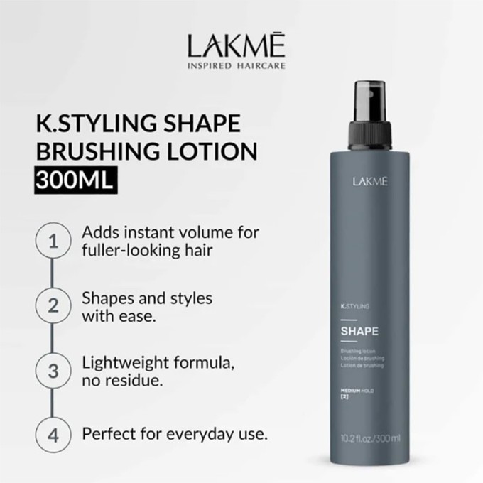 Lakmé K.Styling Shape Brushing Lotion - purškiamas losjonas plaukų formavimui, 300 ml