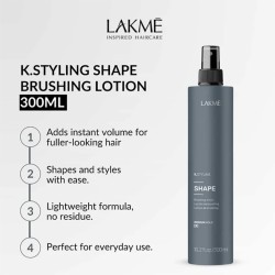 Lakmé K.Styling Shape Brushing Lotion - purškiamas losjonas plaukų formavimui, 300 ml