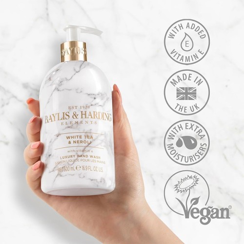 Baylis & Harding Hand Wash Elements White Tea & Neroli - skystas rankų muilas, 500 ml