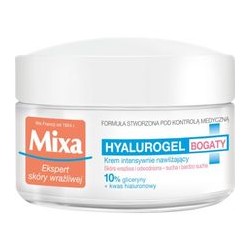 Mixa Hyalurogel Rich 24H Cream - drėkinamasis kremas jautriai sausai odai, 50 ml