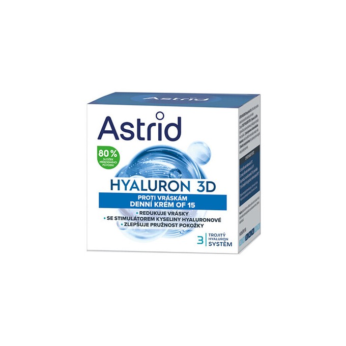 Astrid Hyaluron 3D Day Cream SPF 15 - dieninis odos kremas nuo raukšlių, 50 ml