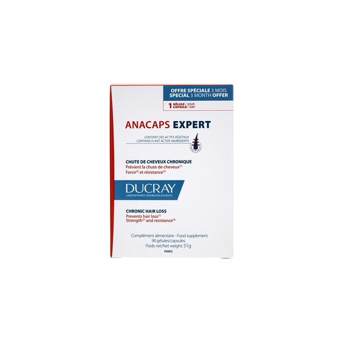Ducray Anacaps Expert Chronic Hair Loss - maisto papildas nuo plaukų slinkimo, 90 kapsulių