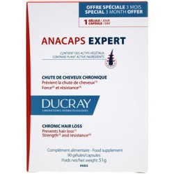 Ducray Anacaps Expert Chronic Hair Loss - maisto papildas nuo plaukų slinkimo, 90 kapsulių