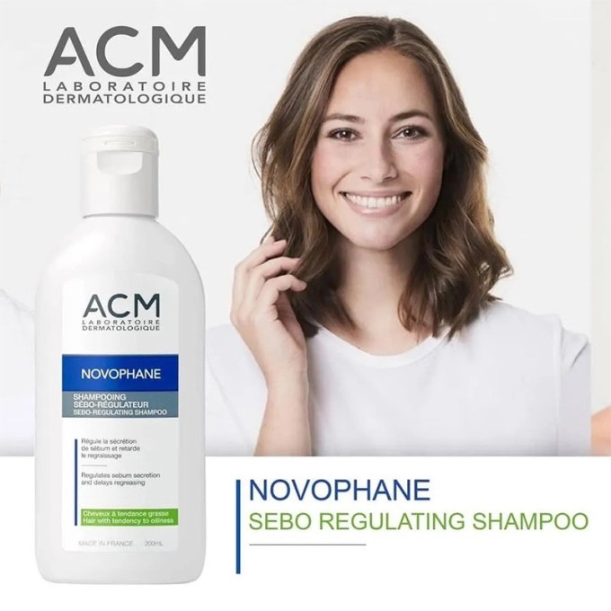 ACM Novophane Sebo-Regulating Shampoo - sebumo gamybą reguliuojantis šampūnas, 200 ml